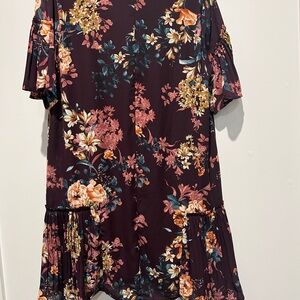 She + Sky Burgundy Floral Dress